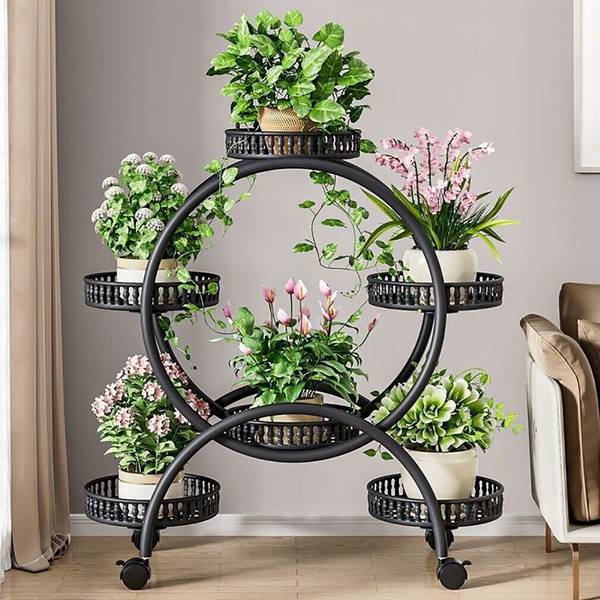 Étagère Plante HJ-ZT112 Noir - Fer - 33 x 79 x 73 cm