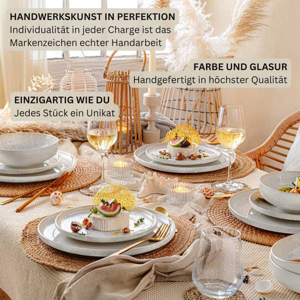 Kaffeeservice Korfu - 8 teilig Weiß - Steingut - 8 x 6 x 8 cm