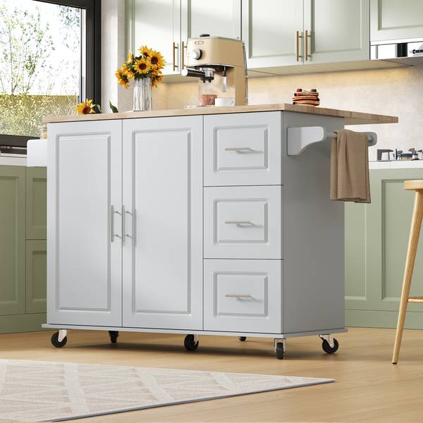 Keukenwagen WoodyZoom Ⅲ grijs - plaatmateriaal op houtbasis - 43 x 92 x 137 cm