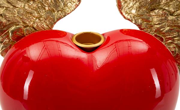 Kerzenhalter Herz Cuore Volante Gold - Rot - Kunststoff - 37 x 31 x 14 cm