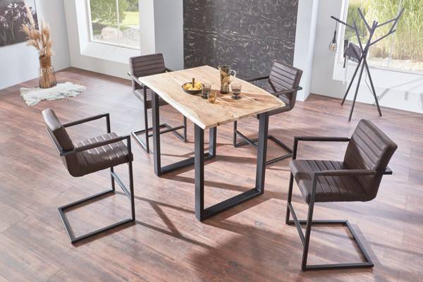 Bartisch QUEBEC Beige - 140 x 106 x 80 cm - Schwarz