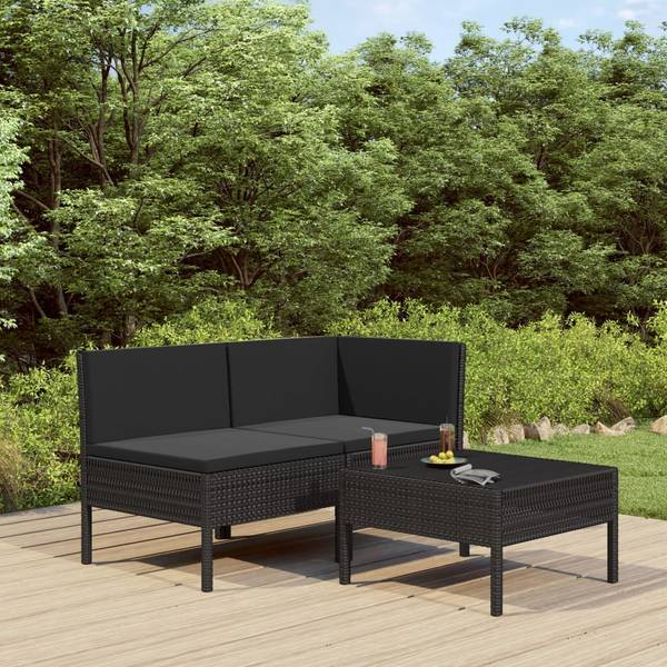 Garten-Lounge-Set 8er Set DE722 Schwarz - Rattan - 69 x 69 x 69 cm