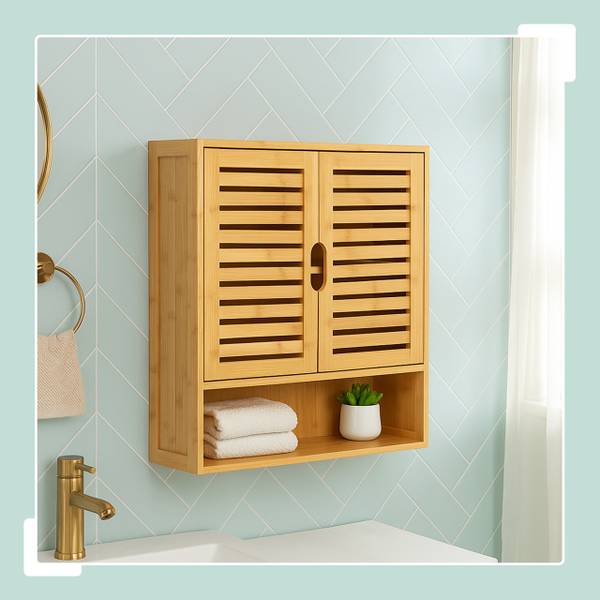 Hängeschrank Bad Braun - Bambus - Holzwerkstoff - 59 x 66 x 21 cm