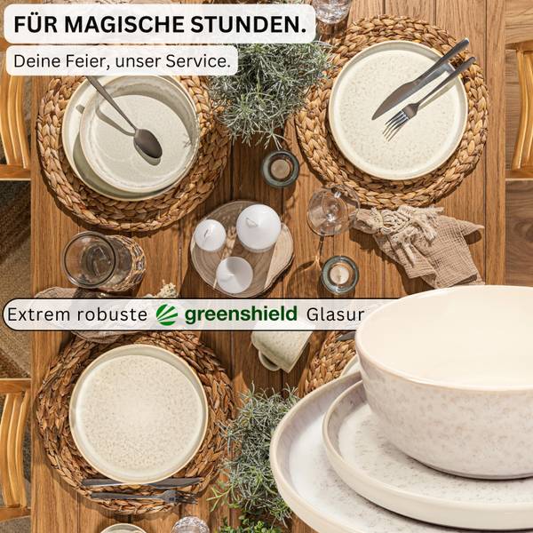 Tafelservice Key West- 24 teilig Beige - Stein - 27 x 7 x 27 cm