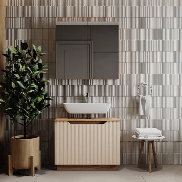 Meubles bain Lotta 59533 Beige - Cachemire - Imitation chêne dakota