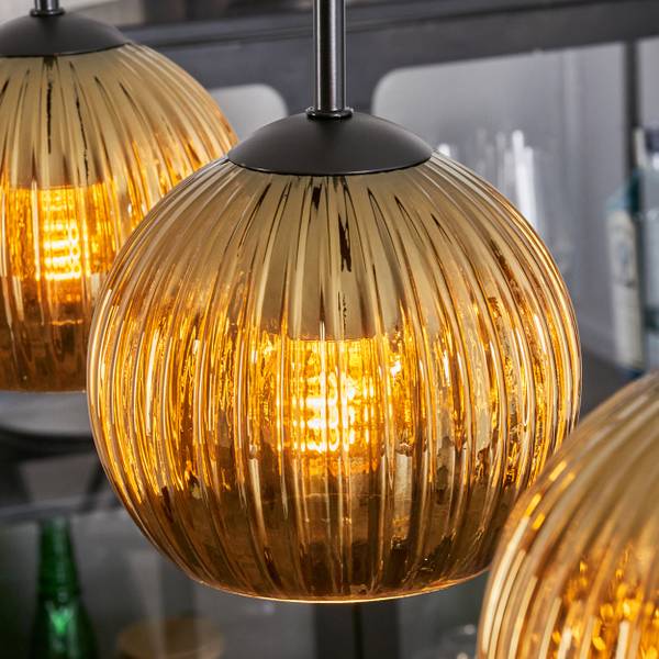 Pendelleuchte Cesaro Gold - Aluminium - Klarglas - 10 x 120 x 92 cm