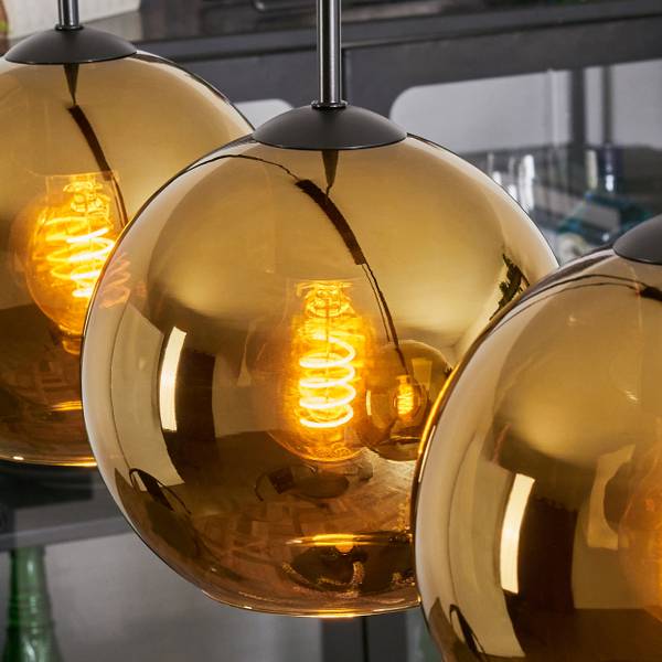 Pendelleuchte Cesaro Gold - Aluminium - Klarglas - 10 x 120 x 92 cm