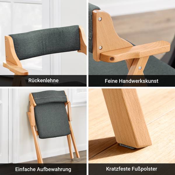 Klappstuhl FST98-SG Dunkelgrau - 78 x 56 cm - Massivholz