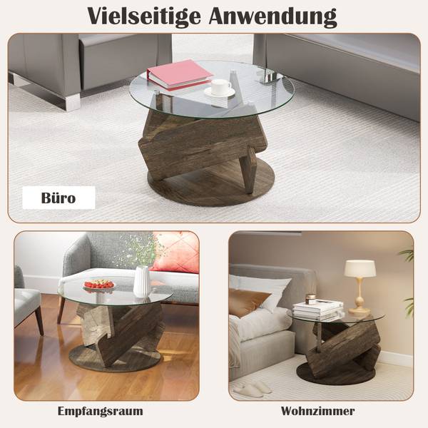 Glastisch TH32912SDDE Grau - Holzwerkstoff - 81 x 49 x 81 cm