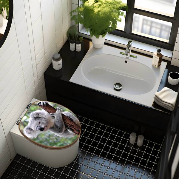 WC-Sitz mit Absenkautomatik Koala Bambus - Holzwerkstoff - 38 x 5 x 49 cm