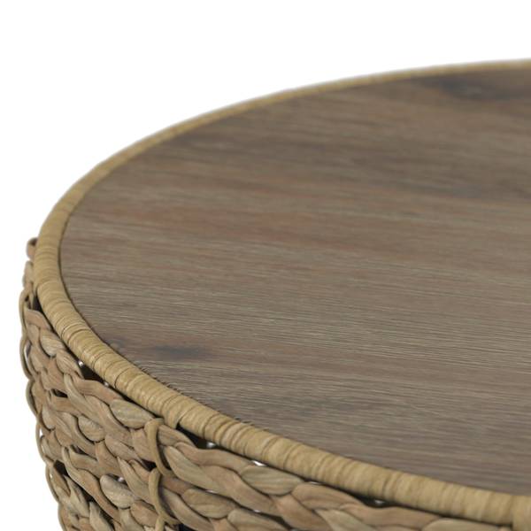 Gartenbeistelltisch NOELIA Beige - Schwarz - Metall - Naturfaser - Kunststoff - Holz teilmassiv - 55 x 45 x 45 cm