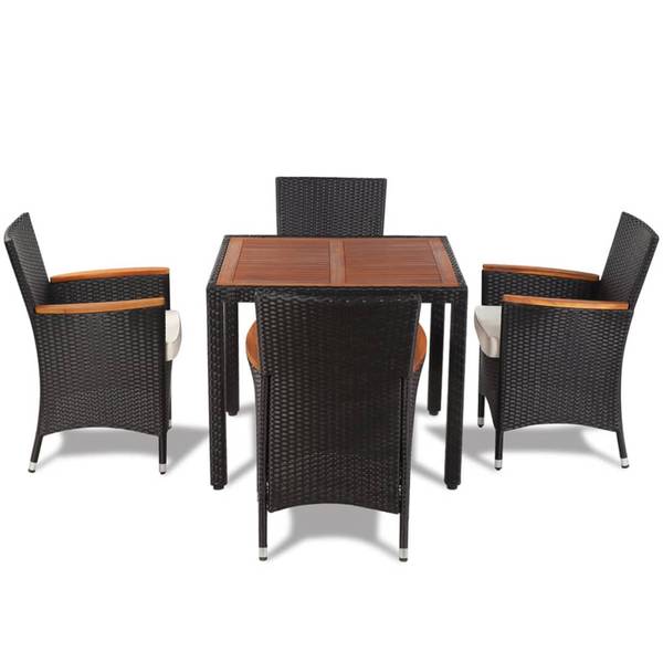 Tuin Eetstoel 3000803 set van 5 zwart - polyester - acacia - staal - 90 x 75 x 90 cm