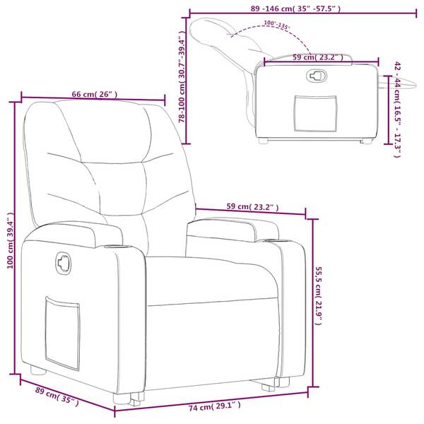 Fauteuil inclinable levage 3032386-1 Gris foncé - Gris