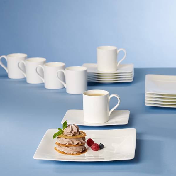 Kaffee-Set Modern Grace 2-teilig Weiß - Porzellan - 14 x 10 x 17 cm