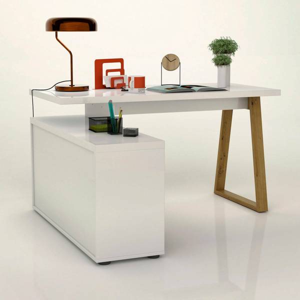 Schreibtisch Hachette Weiß - Holzwerkstoff - 120 x 75 x 135 cm