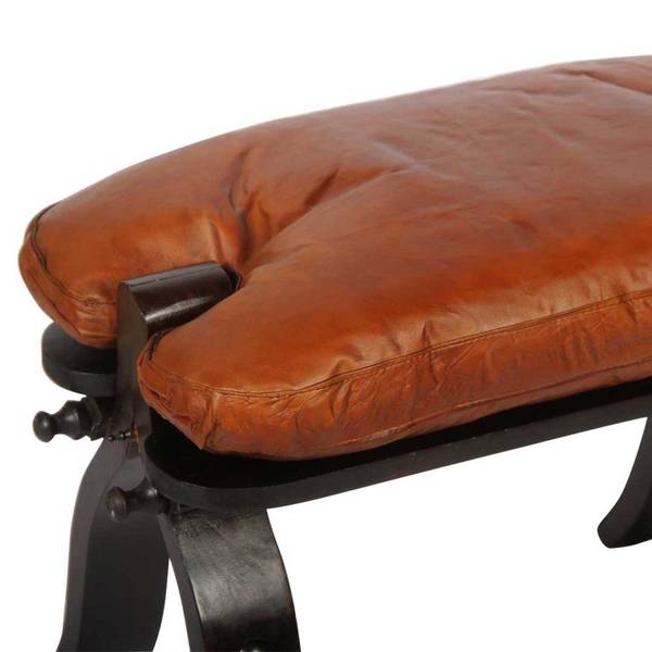 Orientalischer Kamelhocker Sadia Braun - Echtleder - Massivholz - 64 x 40 x 35 cm