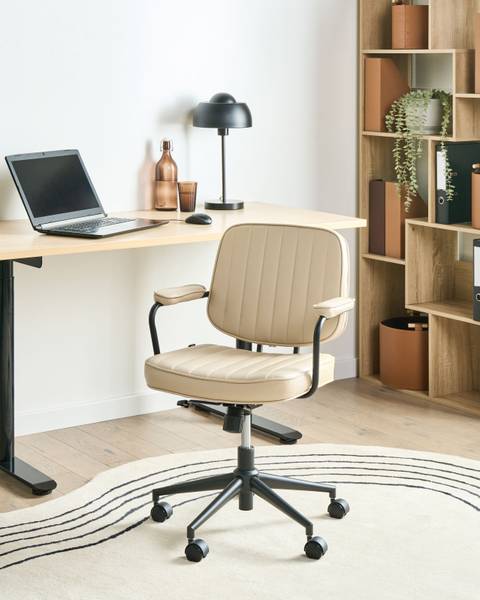 Bürostuhl BERNE Beige - Schwarz - Silber