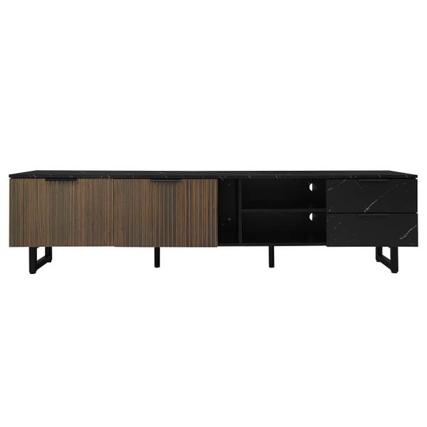 TV-Möbel Vrenkaen Schwarz - Holzwerkstoff - 38 x 50 x 200 cm