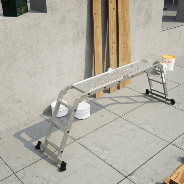 Klappleiter Plattform Altura Grau - Metall - 29 x 4 x 86 cm