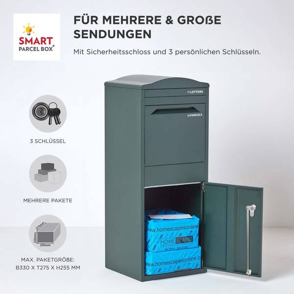 Großer Paketbriefkasten gebogenem Dach Grün