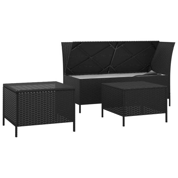 Salon de jardin 3029240-2 (lot de 3) Noir - Blanc