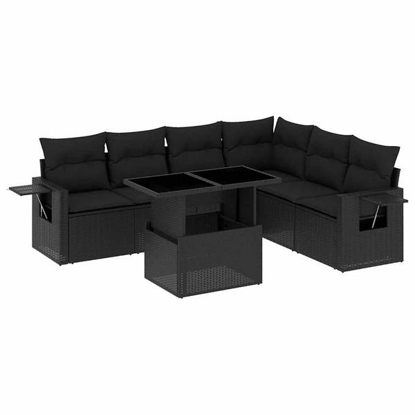 Loungeset 3036795-1 set van 7 zwart