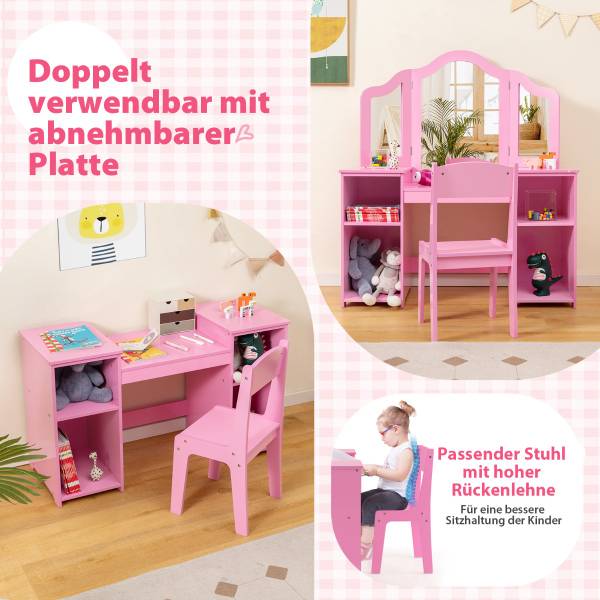 Kinder Schminktisch Set 40825196 Pink - Holzwerkstoff - 104 x 117 x 40 cm
