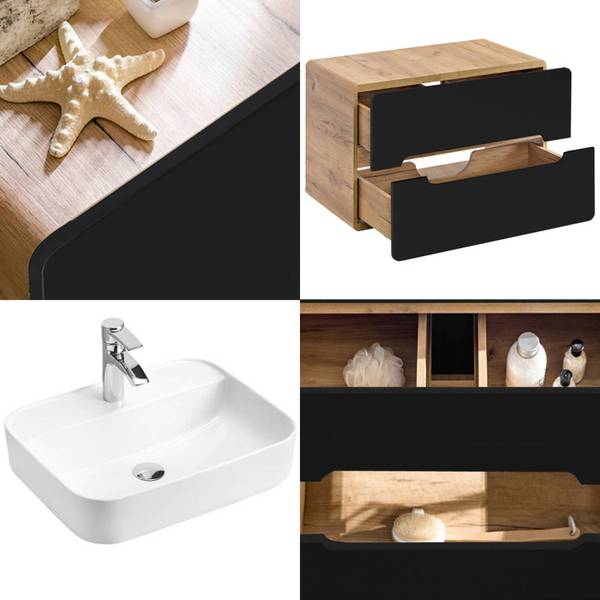 Badmöbel-Set NEW-LUTON-116 6er-Set Grau - Holzwerkstoff - 180 x 200 x 46 cm