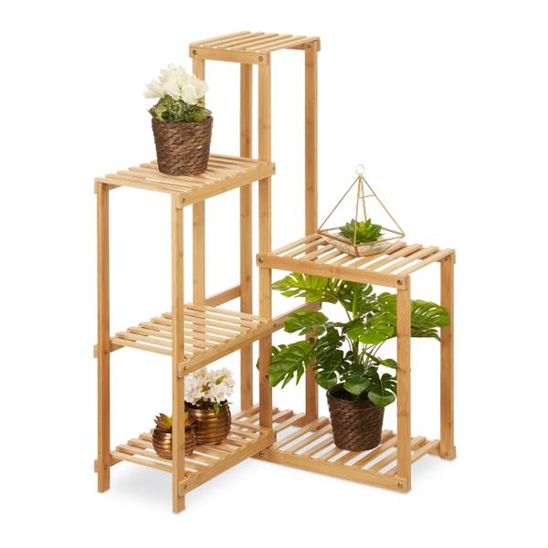 Eck Pflanzenregal Bambus Braun - Holzverbundwerkstoff - 62 x 101 x 62 cm