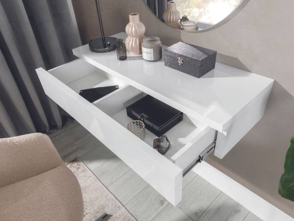 Schminktisch NUSCO Hochglanz Weiß - Weiß