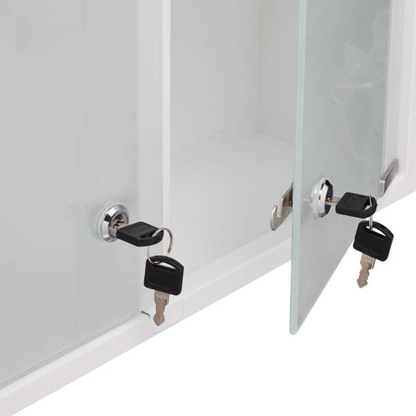 Medicijnkastje met dubbele glazen deur zilver - wit - staal - 53 x 53 x 16 cm