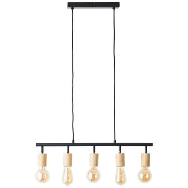 Pendelleuchte Tiffany Schwarz - Braun - Holz