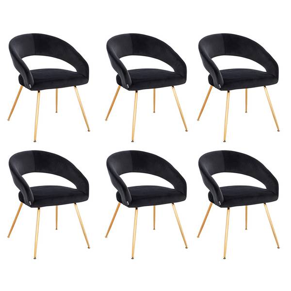 Esszimmerstuhl LYRIC (6er Set) Schwarz - Textil - 57 x 75 x 61 cm