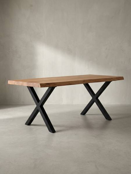 Couchtisch SANABRIA mit X-Gestell Braun - Akazie - 120 x 46 x 60 cm