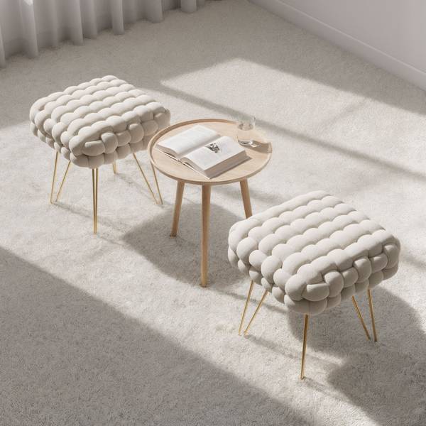 Polsterhocker DOTTY Beige - Creme