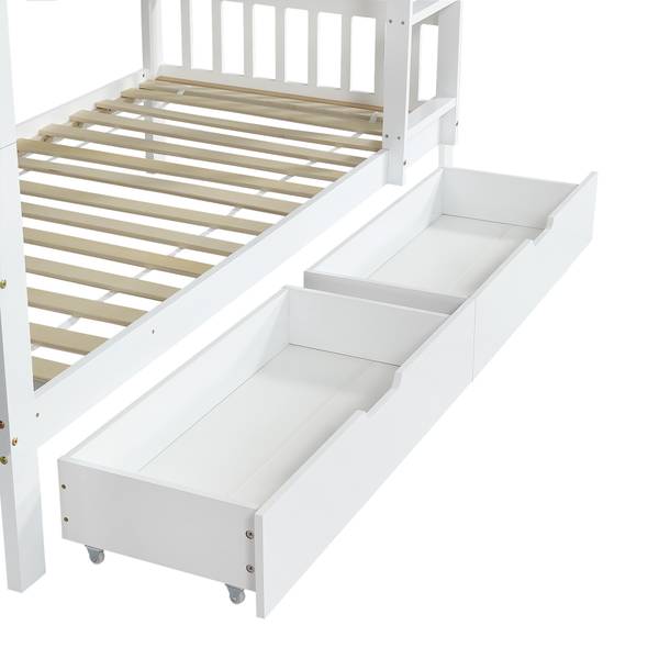Etagenbett Ida Weiß - Massivholz - 95 x 152 x 204 cm
