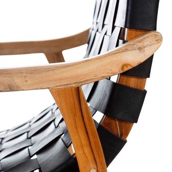 Schwarzer Ledersessel Schwarz - Massivholz - 71 x 90 x 66 cm