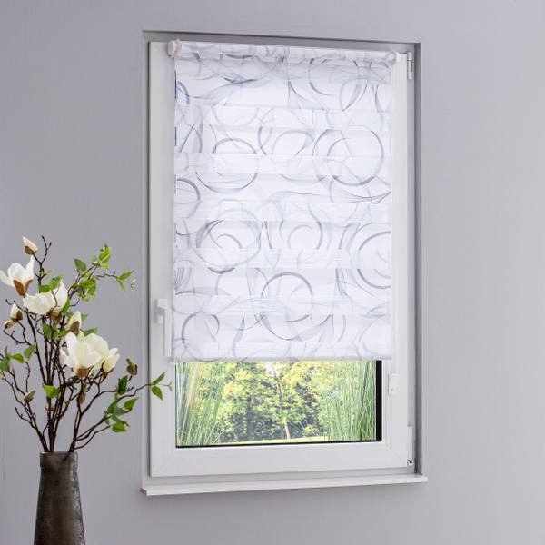 Doppelrollo Klemmfix Grau - Weiß - 85 x 150 cm