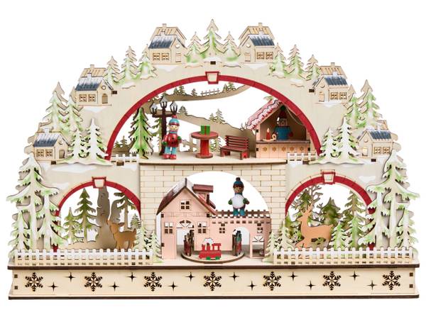 LED Deko SELURA Braun - Holzwerkstoff - 45 x 30 x 8 cm