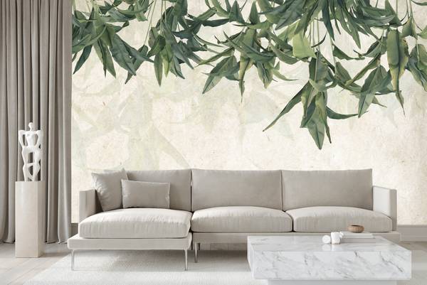 Papier Peint FEUILLES DE BANANE Béton 405 x 270 x 270 cm