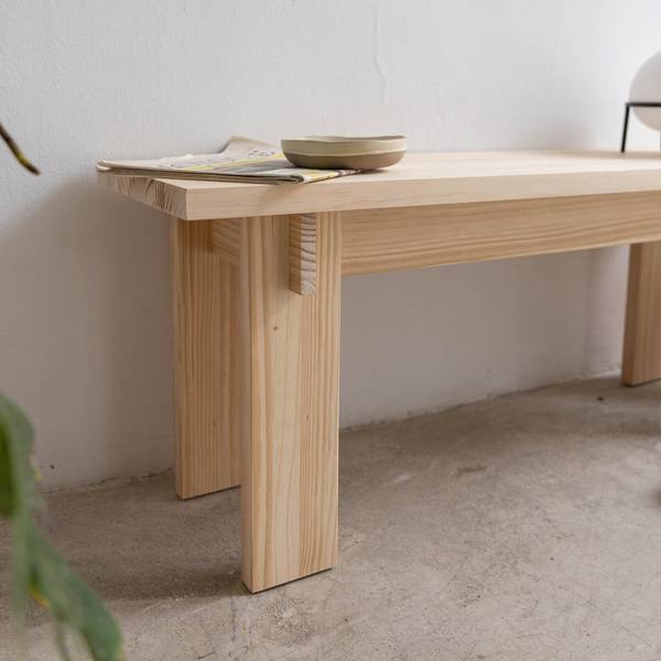 Mittlere Bank Begur Unlackiert Braun - Kiefer - 120 x 46 x 35 cm