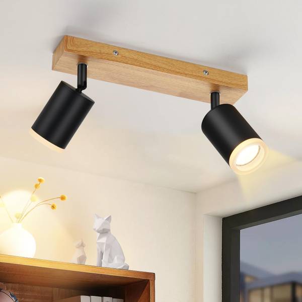 Deckenstrahler ZBNXN Schwarz - Holzwerkstoff - Massivholz - 6 x 15 x 28 cm