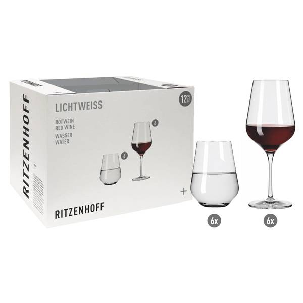 Gläser-Set Lichtweiss Aurelie 12-teilig Kristallglas - 31 x 33 x 39 cm