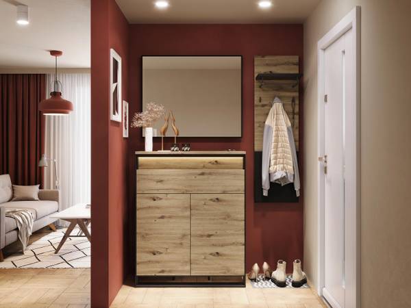 Garderobe-Set Quant X, 3-er Set Braun - Holzwerkstoff