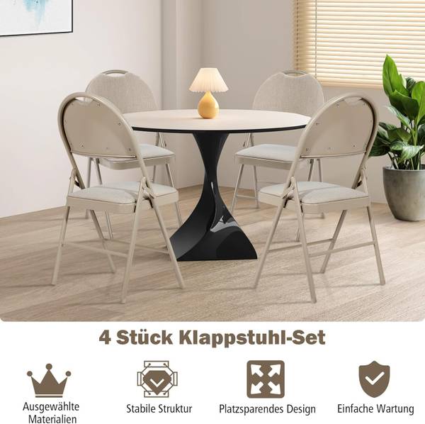 Klapstoelen TI76388(set van 4) beige - metaal - 50 x 89 x 47 cm