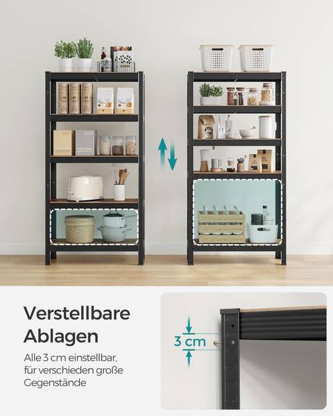 Schwerlastregal 100688 Schwarz - Stahl - 84 x 36 x 8 cm