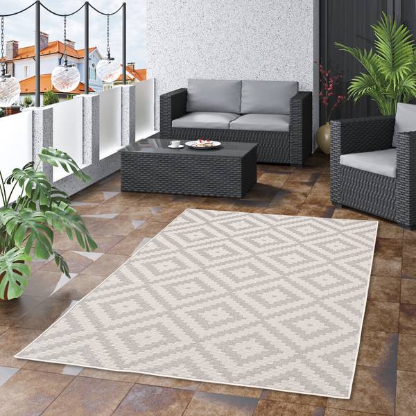 In & Outdoor Teppich Marbella Grau - Textil - 80 x 1 x 150 cm