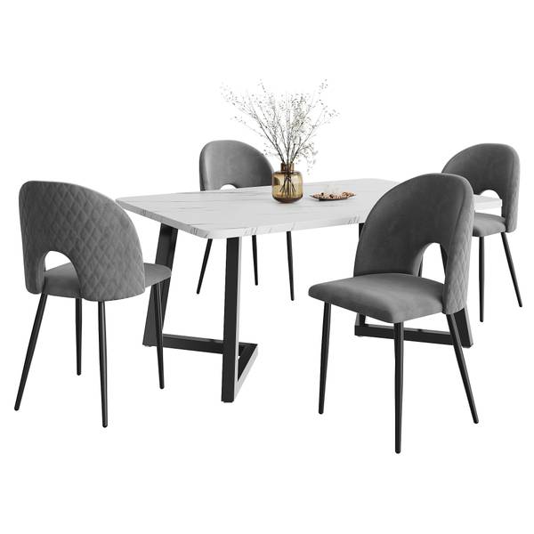 Esszimmer Set BB1755 5tlg Schwarz - Grau
