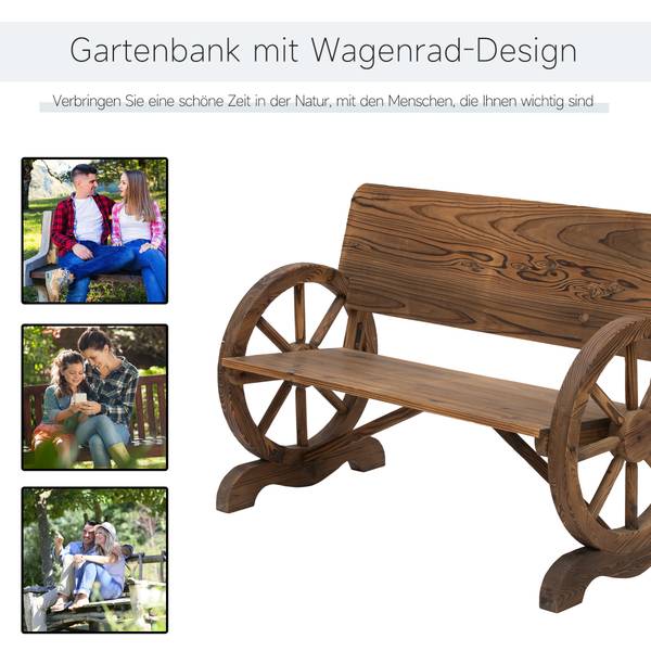 Gartenbank 408 Braun - Massivholz - 114 x 80 x 58 cm