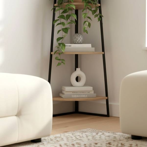 Eckregal LEXIE Schwarz - Holzwerkstoff - 36 x 180 x 36 cm